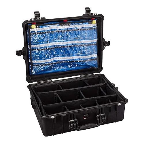  Pelican 1600 Case With Lid Organizer and Dividers (Black)