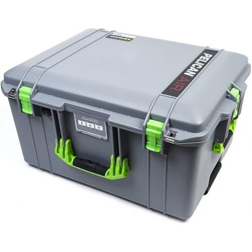  Silver & Lime Green Pelican 1607 Air case, Comes Empty and with Wheels.