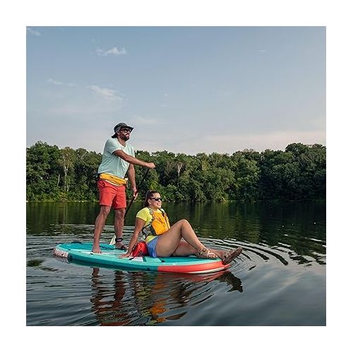  Pelican LoungeBoard Inflatable SUP - Recreational Stand Up Paddle Board - Yoga and Adventure Ready - Bag & Paddle Included - 9ft - Turquoise