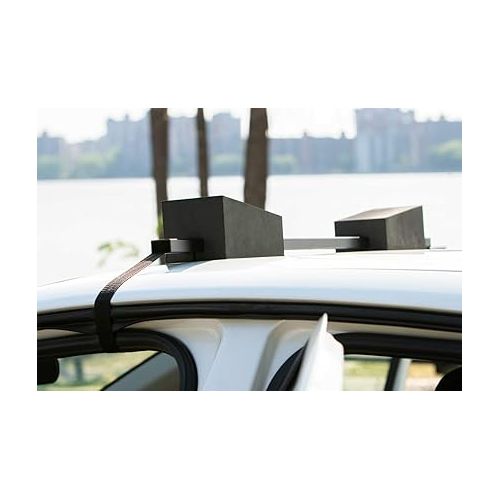  Pelican Adjustable Deluxe Foam Block Transport Roof Kayak Carrier Kit - Comes with Hood Trunk tie Down Loops and 6 tie Down Straps - Black/Turquoise