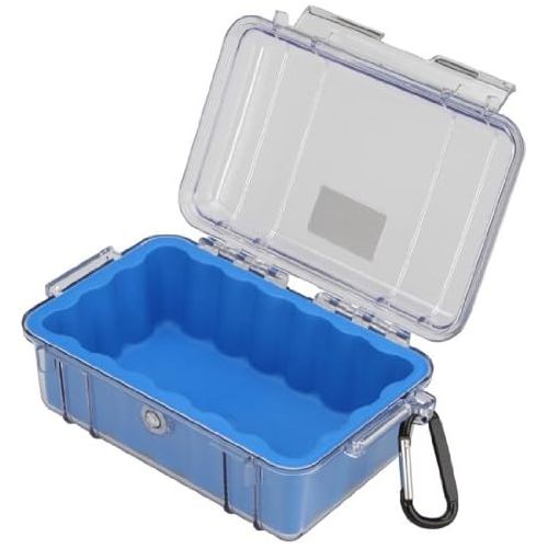  [아마존베스트]Waterproof Case | Pelican 1050 Micro Case - for iPhone, cell phone, GoPro, camera, and more (Blue/Clear)