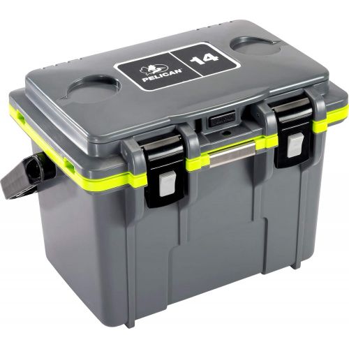  Pelican 14 Quart Personal Cooler (Dark Grey/Green) Holds 6 Cans with Ice 36-Hour Ice Retention 3-Year Warranty