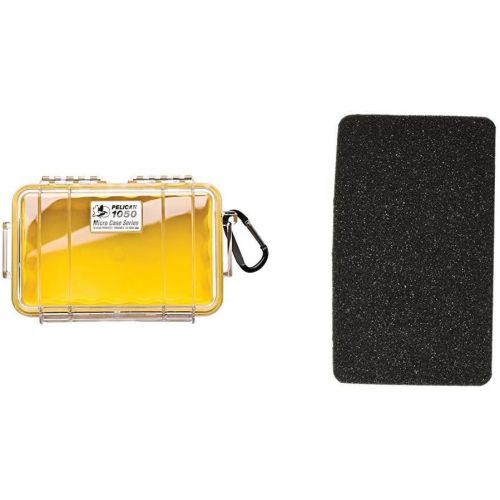  Pelican 1050 Micro Case - for iPhone, GoPro, Camera, and More & Pelican 1052 Foam Set (Yellow/Clear)