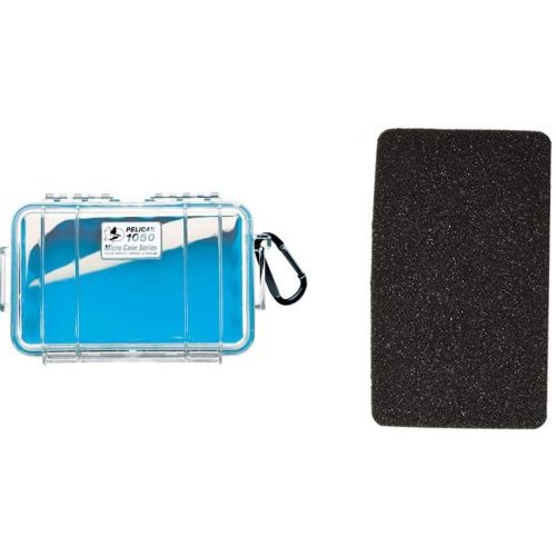  Pelican 1050 Micro Case - for iPhone, GoPro, Camera, and More & Pelican 1052 Foam Set (Blue/Clear)