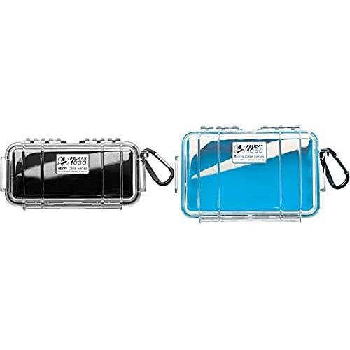  Pelican 1030 Micro Case (Black/Clear) & Pelican 1050 Micro Case - for iPhone, GoPro, Camera, and More (Blue/Clear)