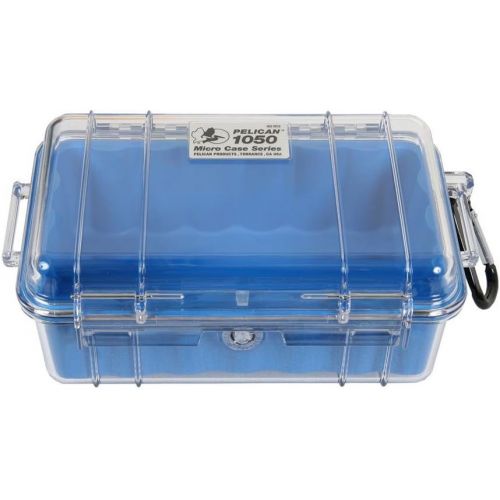  Pelican 1030 Micro Case (Black/Clear) & Pelican 1050 Micro Case - for iPhone, GoPro, Camera, and More (Blue/Clear)