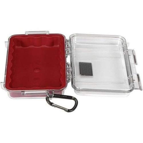  Waterproof Case Pelican 1040 Micro Case - for iPhone, Cell Phone, GoPro, Camera, and More (Red/Clear)