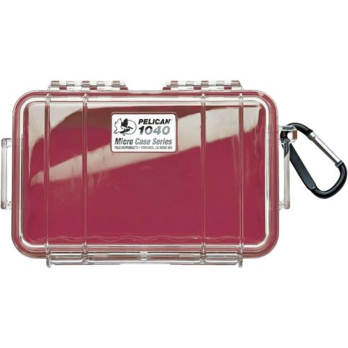  Waterproof Case Pelican 1040 Micro Case - for iPhone, Cell Phone, GoPro, Camera, and More (Red/Clear)