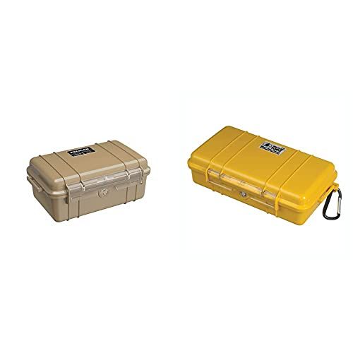  Pelican 1050 Micro Case - for iPhone, GoPro, Camera, and More (Desert Tan) & 1060 Micro Case - for iPhone, GoPro, Camera, and More (Yellow)