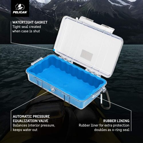  Pelican 1060 Micro Case - for iPhone, Cell Phone, GoPro, Camera, and More (Blue/Clear)