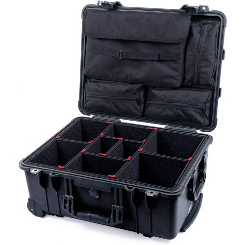  Black Pelican 1560 case with TrekPak Divider System & 1560SC Lid pouches.