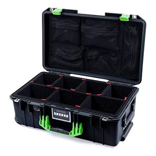  CVPKG and Pelican Black & Lime Green Pelican 1535 Air case, with TrekPak Dividers & 1535 lid organizer.