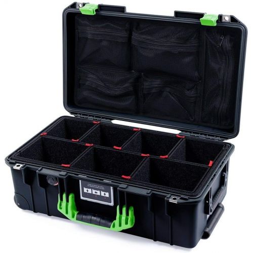  CVPKG and Pelican Black & Lime Green Pelican 1535 Air case, with TrekPak Dividers & 1535 lid organizer.