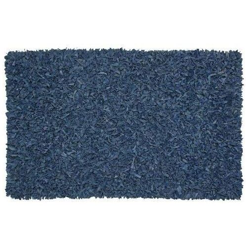  Pelle Leather Shag Rug, 5 by 8-Feet, Blue