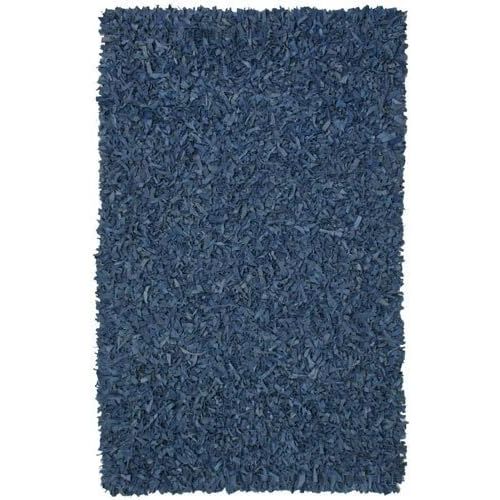  Pelle Leather Shag Rug, 5 by 8-Feet, Blue