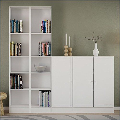  Pemberly Row Tall Narrow 5 Shelf Bookcase in White