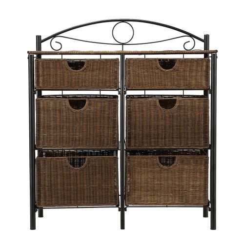  Pemberly Row Iron Wicker Storage Chest in Black