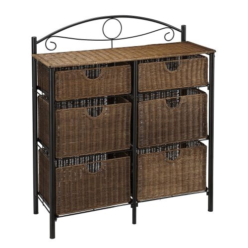  Pemberly Row Iron Wicker Storage Chest in Black