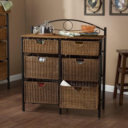  Pemberly Row Iron Wicker Storage Chest in Black