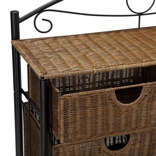  Pemberly Row Iron Wicker Storage Chest in Black