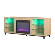 Pemberly Row Fireplace TV Stand for TVs up to 70 in Blonde Oak