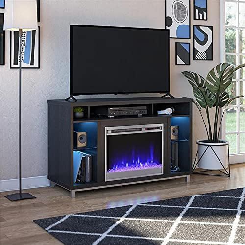  Pemberly Row Fireplace TV Stand for TVs up to 48 in Black Oak