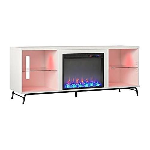  Pemberly Row Modern Fireplace TV Stand for TVs up to 70 in White