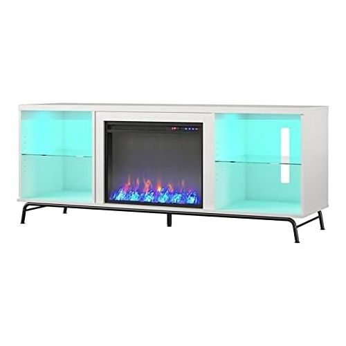  Pemberly Row Modern Fireplace TV Stand for TVs up to 70 in White