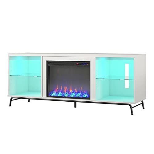  Pemberly Row Modern Fireplace TV Stand for TVs up to 70 in White