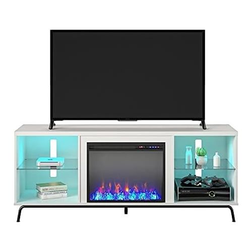  Pemberly Row Modern Fireplace TV Stand for TVs up to 70 in White