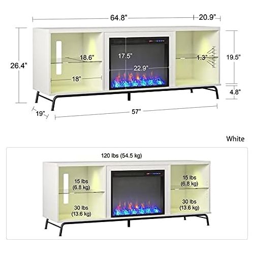  Pemberly Row Modern Fireplace TV Stand for TVs up to 70 in White