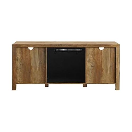  Pemberly Row 58 Glass Barn Door Fireplace TV Stand in Reclaimed Barnwood