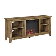 Pemberly Row 58 Minimal Farmhouse Electric Fireplace TV Stand Console Rustic Wood Entertainment Center with Storage, for TVs up to 64, in Barn Wood
