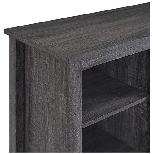  Pemberly Row 58 Minimal Farmhouse Electric Fireplace TV Stand Console Rustic Wood Entertainment Center with Storage, for TVs up to 64, in Charcoal