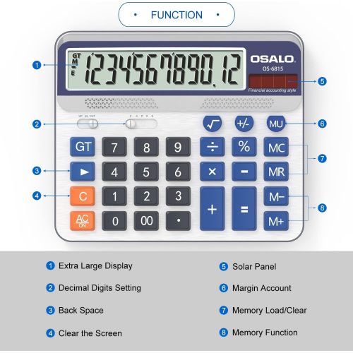  [아마존베스트]Pendancy Large LCD Display Button 12 Digits Desktop Calculator (6815-2pcs)