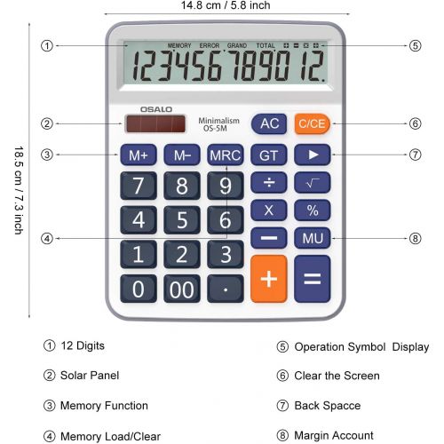  [아마존베스트]Pendancy Large LCD Display Button Electronic 12 Digits Desktop Minimalist Calculator(5M)