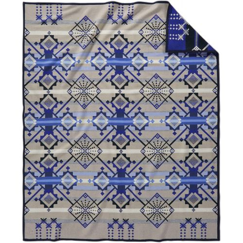  Pendleton Star Wheels Wool Blanket, Sapphire, Queen