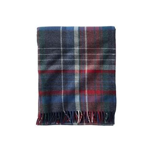  Pendleton Ashton Plaid Lambs Wool Throw Blanket, Blue, Throw