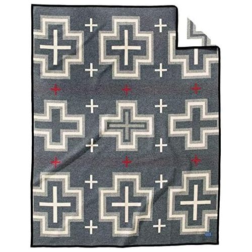 Pendleton San Miguel Warn Wool Patterned Throw Blanket, Grey, Twin