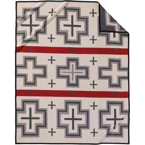 Pendleton San Miguel Warn Wool Patterned Throw Blanket, Grey, Twin