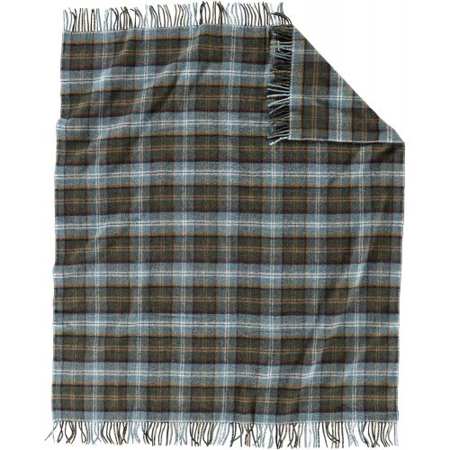  Pendleton Eco-Wise Washable Wool Fringed Throw Blanket, BlackIvory, One Size