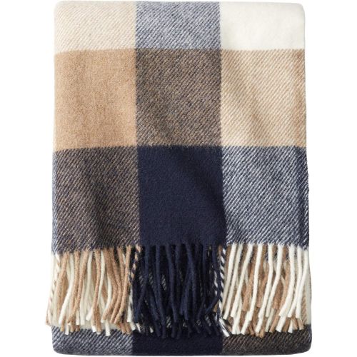  Pendleton Eco-Wise Washable Wool Fringed Throw Blanket, BlackIvory, One Size