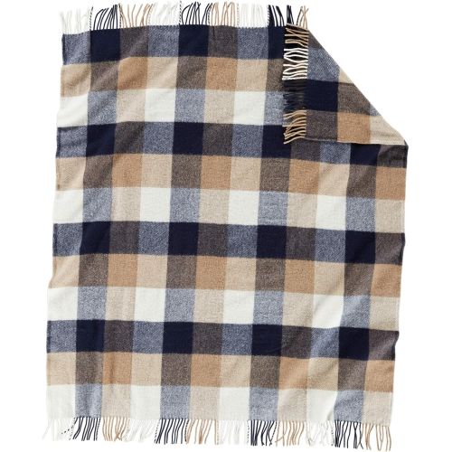  Pendleton Eco-Wise Washable Wool Fringed Throw Blanket, BlackIvory, One Size