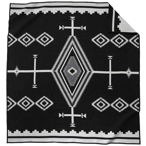  Pendleton Los Ojos Wool Blanket - BlackWhite, Queen