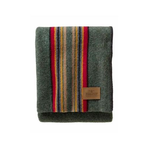  Pendleton Yakima Camp Wool Throw Blanket, Green Heather Mix, One Size