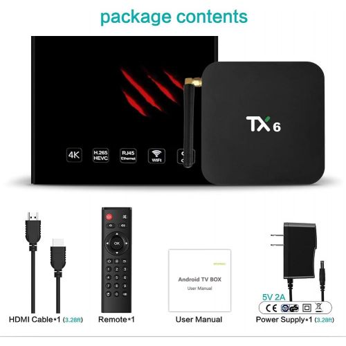  [아마존 핫딜] [아마존핫딜]Android 9.0 TV Box,Pendoo TX6 Android TV Box 4GB DDR3 32GB EMMC Dual WiFi 2.4G+5G Bluetooth Quad Core 3D 4K Ultra HD H.265 USB3.0 Android TV Box