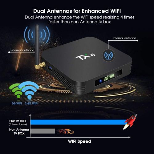  [아마존 핫딜] [아마존핫딜]Android 9.0 TV Box,Pendoo TX6 Android TV Box 4GB DDR3 32GB EMMC Dual WiFi 2.4G+5G Bluetooth Quad Core 3D 4K Ultra HD H.265 USB3.0 Android TV Box