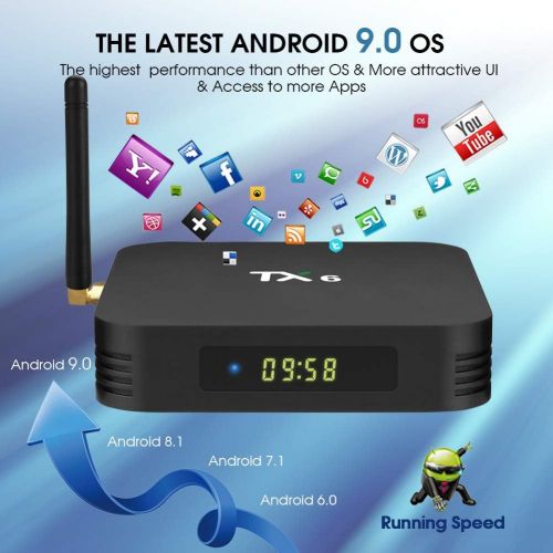  [아마존 핫딜] [아마존핫딜]Android 9.0 TV Box,Pendoo TX6 Android TV Box 4GB DDR3 32GB EMMC Dual WiFi 2.4G+5G Bluetooth Quad Core 3D 4K Ultra HD H.265 USB3.0 Android TV Box