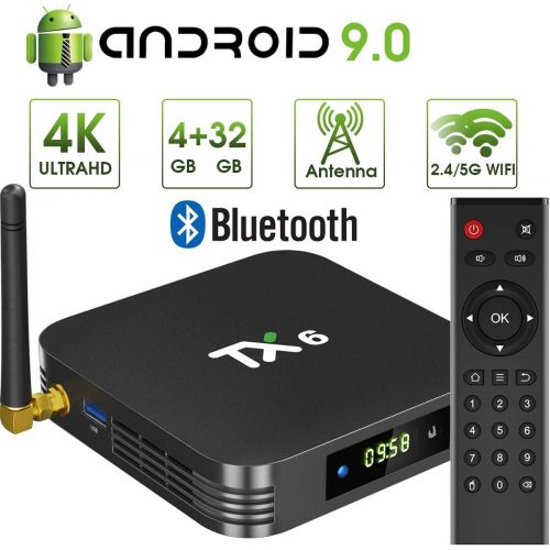  [아마존베스트]Android 9.0 TV Box,Pendoo TX6 Android TV Box 4GB DDR3 32GB EMMC Dual WiFi 2.4G+5G BT5.0 Quad Core 3D 4K Ultra HD H.265 USB3.0 Android TV Box