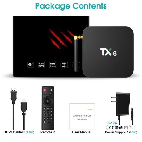  [아마존베스트]Android 9.0 TV Box,Pendoo TX6 Android TV Box 4GB DDR3 32GB EMMC Dual WiFi 2.4G+5G BT5.0 Quad Core 3D 4K Ultra HD H.265 USB3.0 Android TV Box